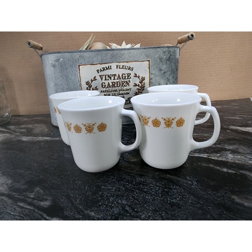 Vintage Corning Butterfly Gold Coffee Cup Mug Made in USA Lot Of 3